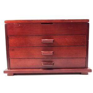 Vintage Small Wooden Jewelry‎ Chest of 3 Drawers